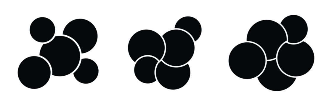 Set of Multiple circle photo collage grid template vector illustration. Black and white picture wall album for abstract background, business, collage art, digital photo, papers.