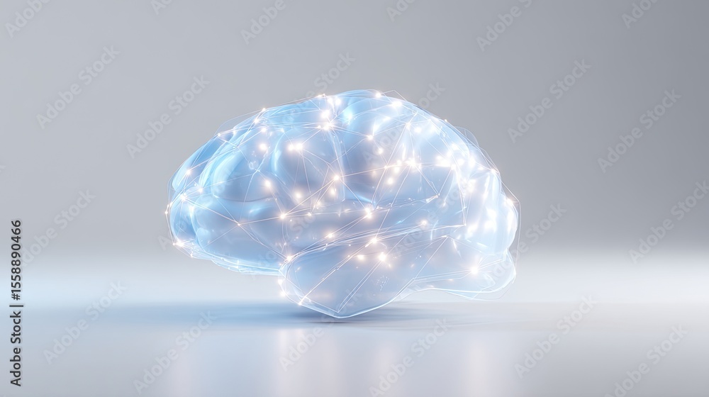 Poster abstract representation of a brain with glowing neural connections