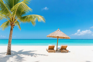 Idyllic Vacation Spot with Chairs and Blue Sky