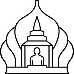 Temple in Flame-Shaped Outline