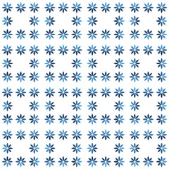 Simple floral seamless pattern in various shades of blue, suitable for backgrounds, textiles, packaging, web design and other creative projects.