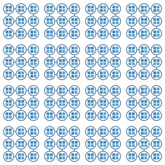 A seamless abstract pattern of blue checkered grids within interconnected circles. Ideal for technology, data and connectivity design projects.