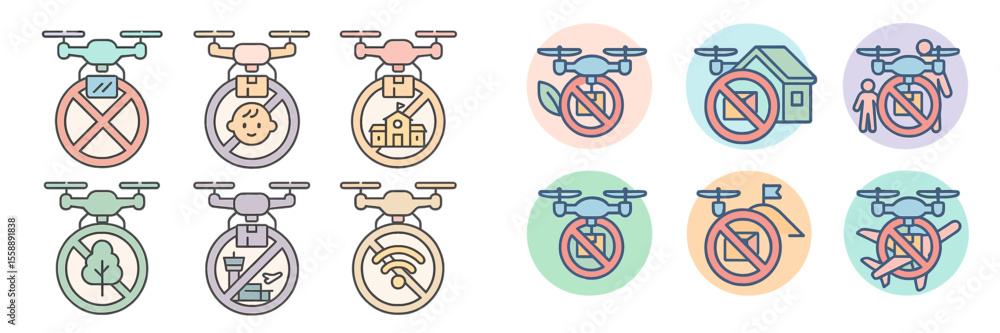 Poster guidelines for drone usage illustrated with various symbols and icons