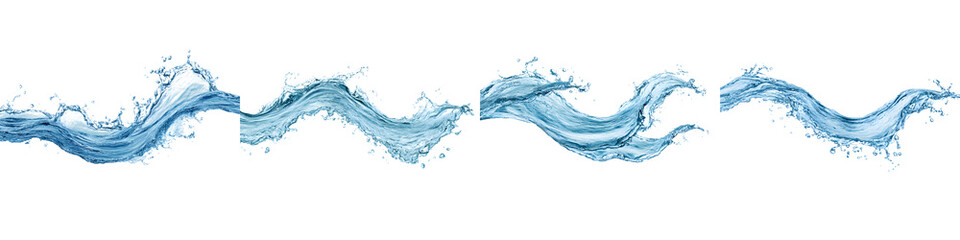 Water Splash Collection: Dynamic Liquid Forms on White Background