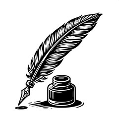 Feather Quill and Ink Bottle SVG