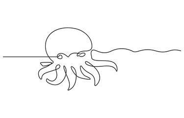 octopus continuous line art drawing style. Minimalist black octopus seafood outline. editable active stroke vector, octopus sketch, drawing by one continuous line, on abstract background vector pro.