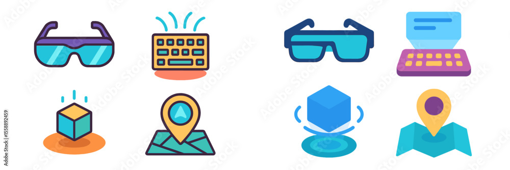 Poster visual representation of modern technology tools used for augmented reality development and interact