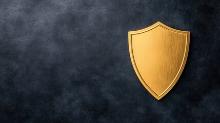 Golden Shield on Dark Background: Protection, Security, and Safety