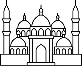 Islamic Temple with Arches and Domes

