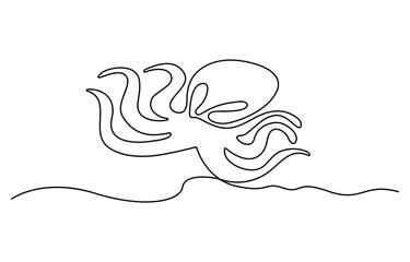 octopus continuous line art drawing style. Minimalist black octopus seafood outline. editable active stroke vector, octopus sketch, drawing by one continuous line, on abstract background vector pro.
