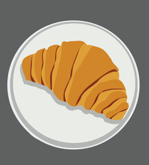 Croissant  on plate.french baked goods. Bake product for lunch, breakfast. 