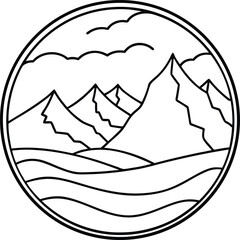 Mountain Landscape in Circle Frame
