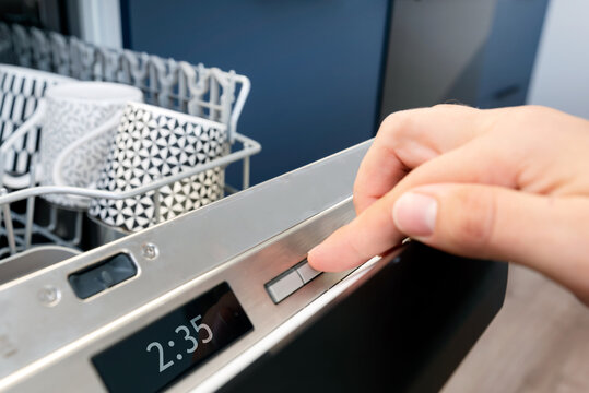 Panel of the dishwasher closeup