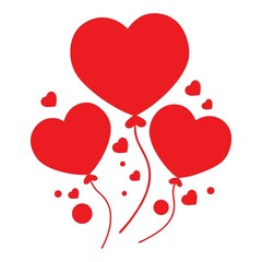 Festive red heart-shaped balloons symbolize love and romance, perfect for Valentine's Day...