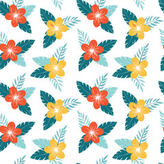 Tropical Flower Arrangement Seamless Pattern