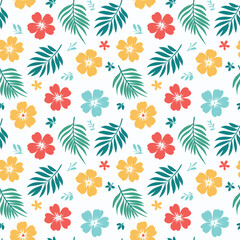 Vibrant Floral and Tropical Leaf Print