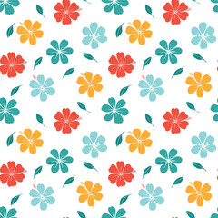 Colorful Hibiscus Flower Seamless Pattern