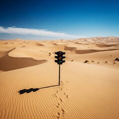 Traffic Light in the Desert A Surreal Landscape Photography