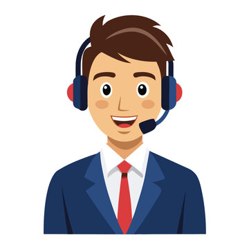 Smiling telecaller providing service
