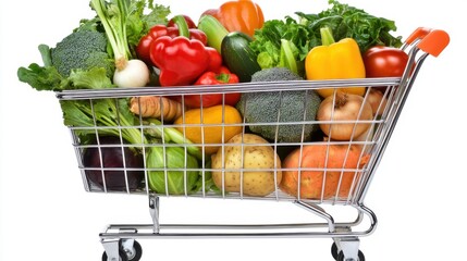 Fresh Vegetables Colorful Cart with Healthy Food Items Inside