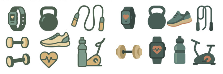 Fitness equipment and accessories for a healthy lifestyle including weights, ropes, and wearable technology