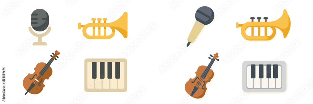 Aufkleber various musical instruments displayed on a clean background emphasizing creativity and sound represe