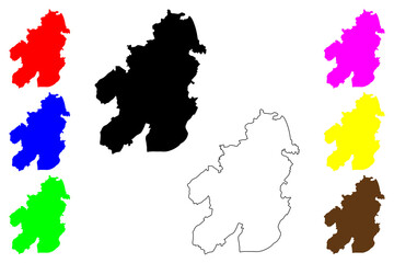 Anjo city (Japan, Nihon-koku or Nippon-koku, Chubu region) map vector illustration, scribble sketch Anjo-shi map