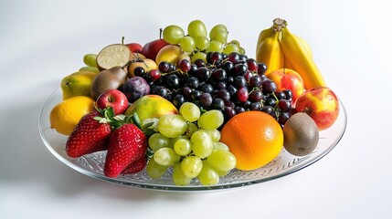 Juicy Bounty: Vibrant Pile of Fresh Fruit Images on Immaculate White Backgrounds – Colorful Citrus Towers, Glistening Berry Mounds, Tropical Fruit Stacks, and Juicy Harvest Arrangements in High-Defini