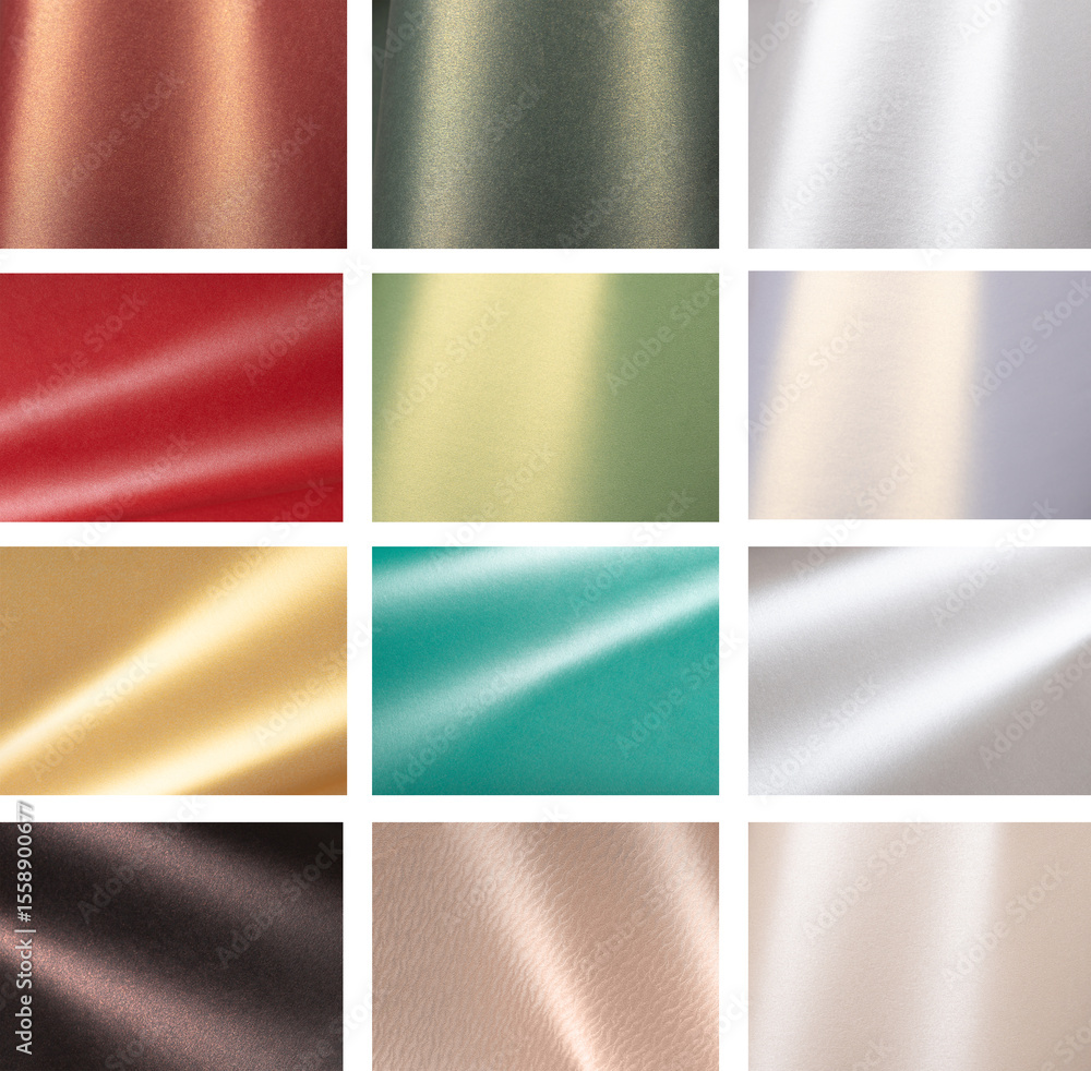 Poster texture set. metallic silver background collection with sleek reflective surface, shimmering wave