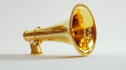 Obraz premium Golden megaphone against light gray background