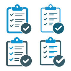 File Approved Icons Set, Document Checklist & Completion Graphics, vector illustration