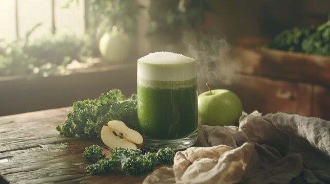 Green smoothie with kale and apple