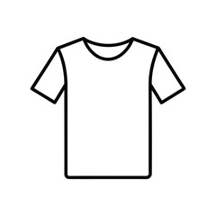Simple outline icon of a classic white short sleeve t shirt.