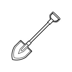 Simple outline drawing of a garden shovel on a white background.