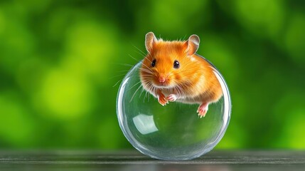 Adorable Hamster in a Glass Sphere