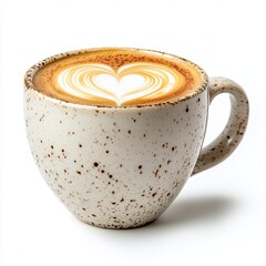 Creamy Coffee with Heart Design in Unique Spotty Mug