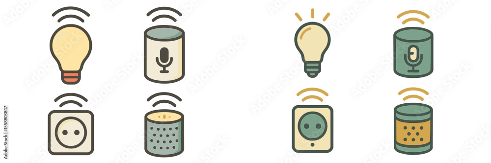 Poster smart home devices showcase various functions and modern innovations in technology and design