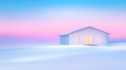 Serene Minimalist House in a Winter Wonderland