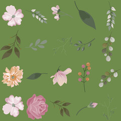 Florar Pattern. Abstract Floral Background Design with Artistic Botanical Elements