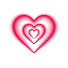 Bright neon heart frame border with glowing red pink light love icon for valentine day celebration on transparent background illustration