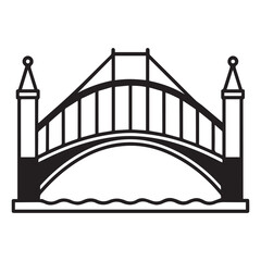 Obraz premium Elegant Black and White Illustration of a Suspension Bridge over Water