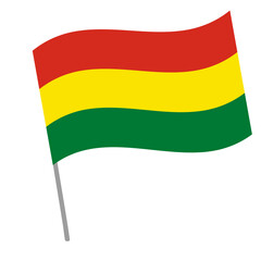 Bolivia national flag flutters with flagpole