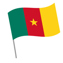 Cameroon national flag flutters with flagpole
