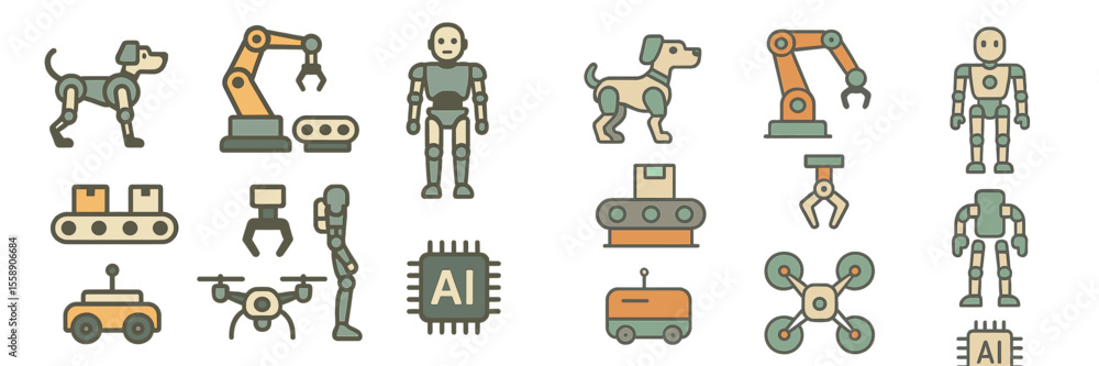 Aufkleber various robotic and artificial intelligence concepts featuring animals, machines, and technologies i
