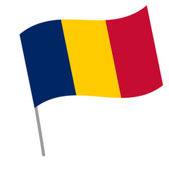 Chad national flag flutters with flagpole