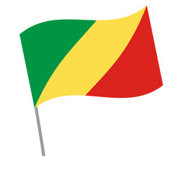 Republic of the Congo national flag flutters with flagpole