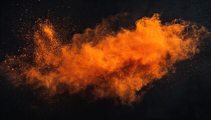 Fototapeta premium A cloud of orange powder is floating in the air