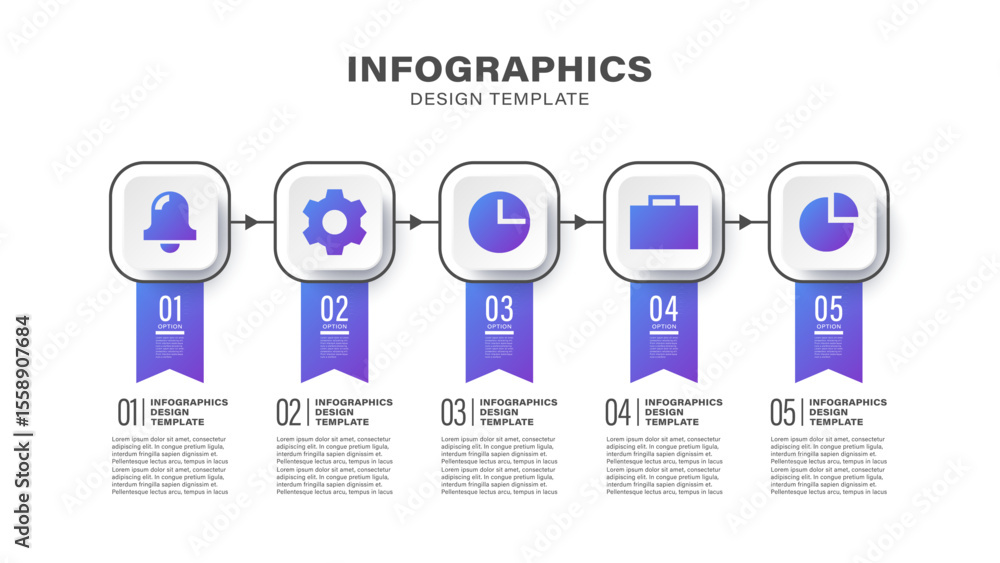 Poster infographic layout for marketing and business presentation slides. five steps or options vector info