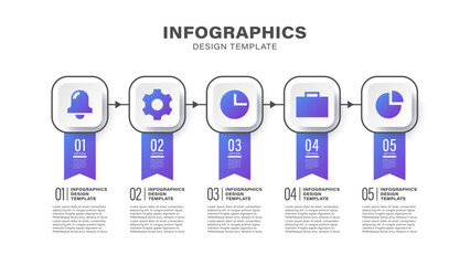 Infographic layout for marketing and business presentation slides. Five steps or options vector infographic template with icons
