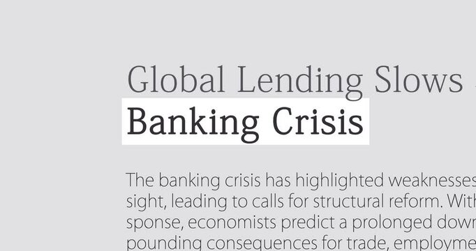 Banking Crisis in the news overview titles across media, changing newspaper headlines sequence about banking crisis theme, loop footage